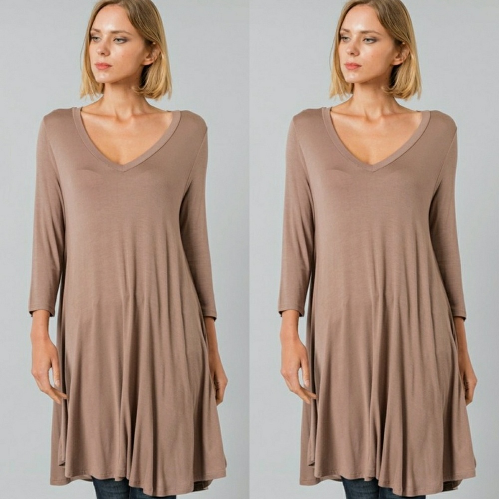 🌟Long Sleeve T-Shirt Tunic V-Neck Dress🌟